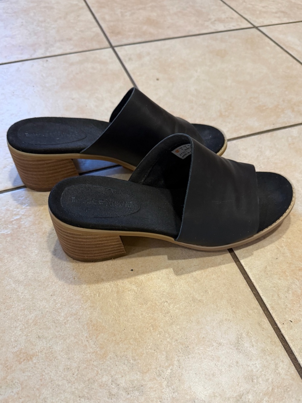 Timberland Black Leather Slide Sandals - Minimal Women's Slides